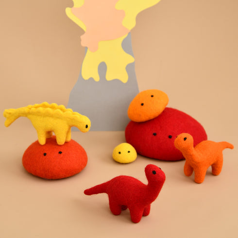 DASHDU - Bold Brontosaurus - Mini Red Felt Dinosaur